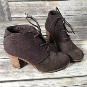 Toms Brown Suede Heels size 6.5